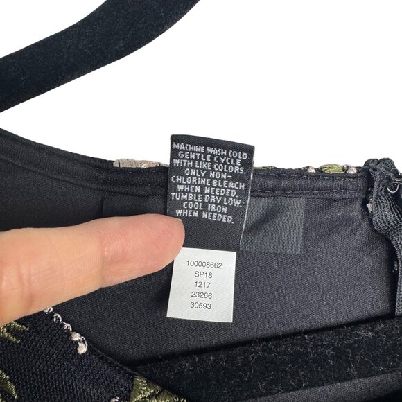 VTG 90s Alfani Black White‎ Floral Design Asymmetric Hem Dress Whimsigoth Sz16 - Picture 4 of 9